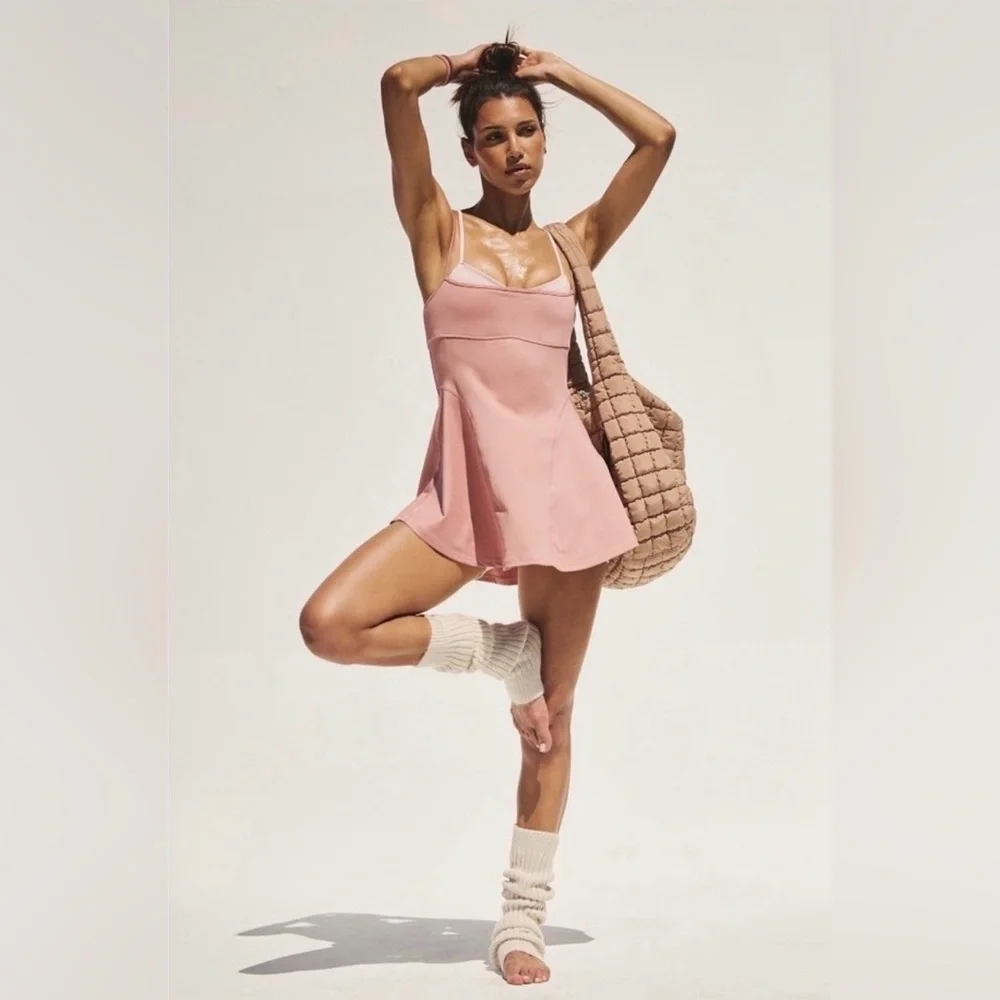 Free People Movement Baseline UV Protection Tennis Mini Dress Petal Pink Sz M - Picture 1 of 13
